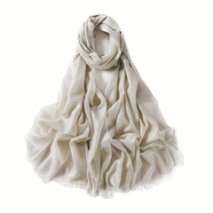 Solid Tassel Scarf Hijab Glitter Shimmer Fringe Shawl