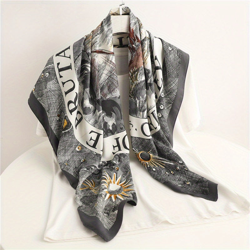 Boho Print Bandana Vintage Square Scarf Silk Shawl Classic Head Wraps For Women