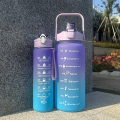 2pcs Gradient Plastic Water Cup 67.63oz Leakproof Bottle with Straw & Handle