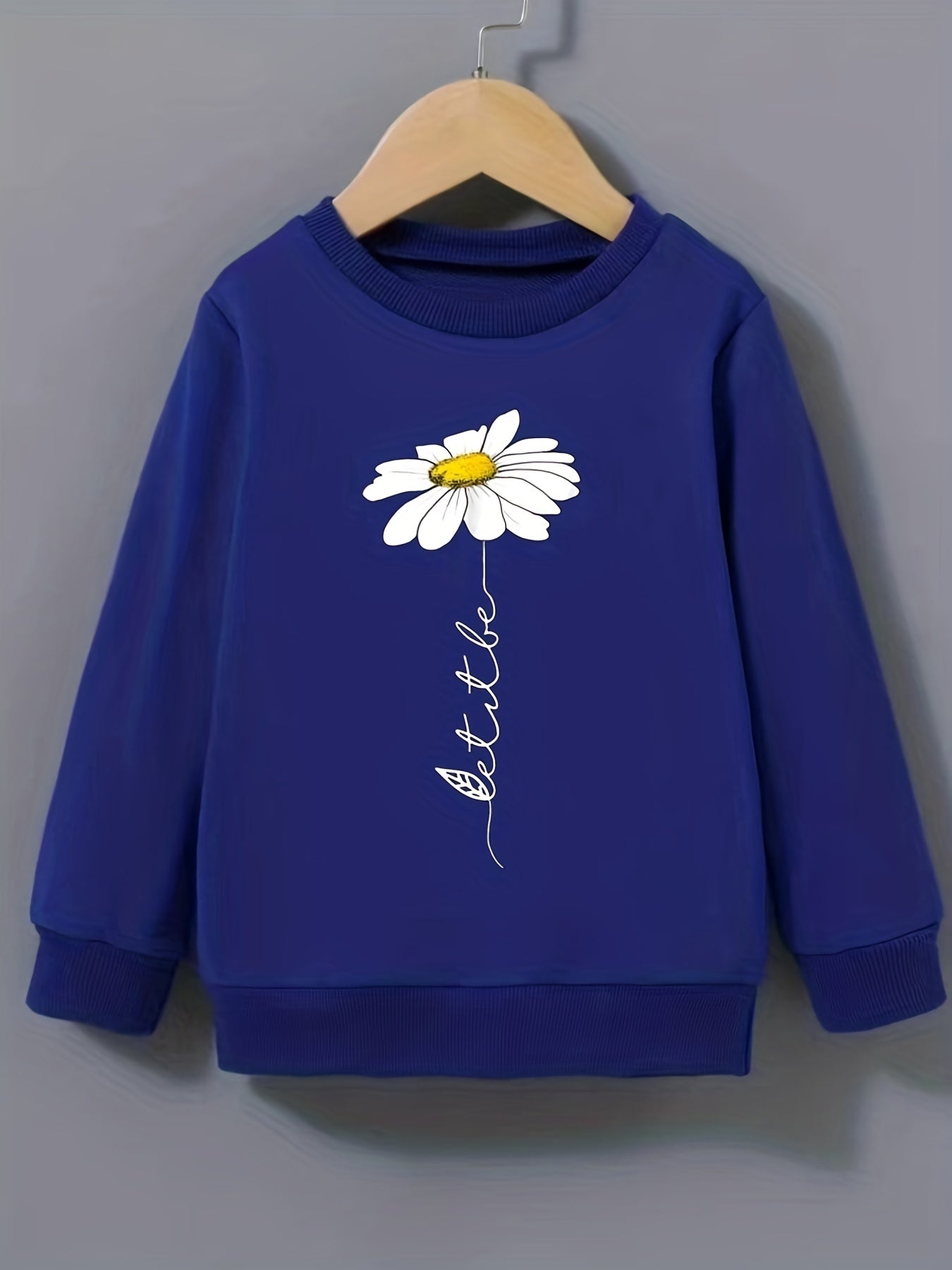 Daisy Flower Pattern Sweatshirt for Girls Long Sleeve Pullover Kids Clothing