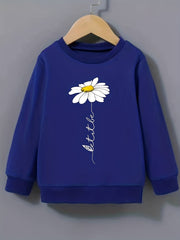 Daisy Flower Pattern Sweatshirt for Girls Long Sleeve Pullover Kids Clothing