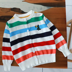 Stripe Print Boys Pullover Sweater Long Sleeve Crew Neck Top