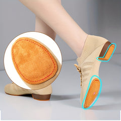 Women's Jazz Dance Shoes Lace Up Chunky Block Flying Woven