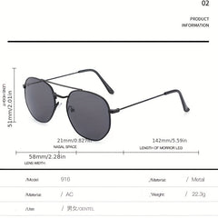 Men's Polygonal Metal Polarized Sunglasses Classic Double Beam