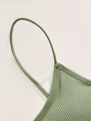 3pcs Solid Ribbed Wireless Bras Stretch Intimates Bra Women's Lingerie