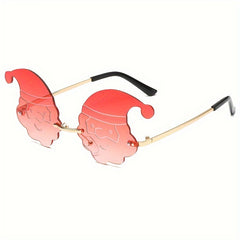 Santa Lens Metal Frame Sunglasses Halloween Christmas Party Decor