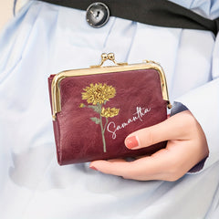 Personalized Women's Flower Name Wallet Gift for Mother, Wife, BFF
