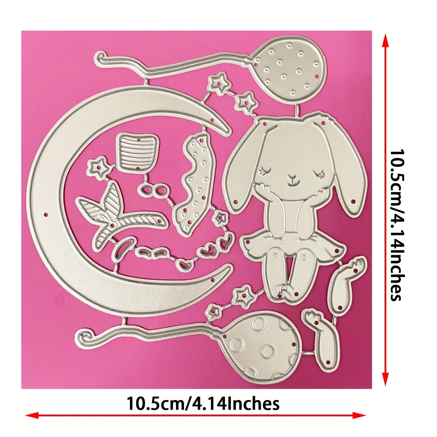 Moon Bunny Cutting Dies Animal Bow Balloon Rabbit Metal Stencil