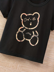 Boys Dad Me Bear Graphic Outfit Short Sleeve Tee & Plaid Sho
