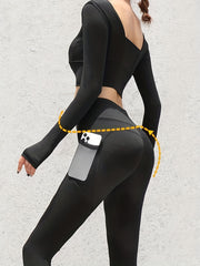 High Waist Solid Yoga Leggings Quick Dry Sports Tight Pants