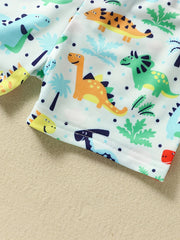 Boys Dino Swim Trunks & Cap Set for Beach Vacation