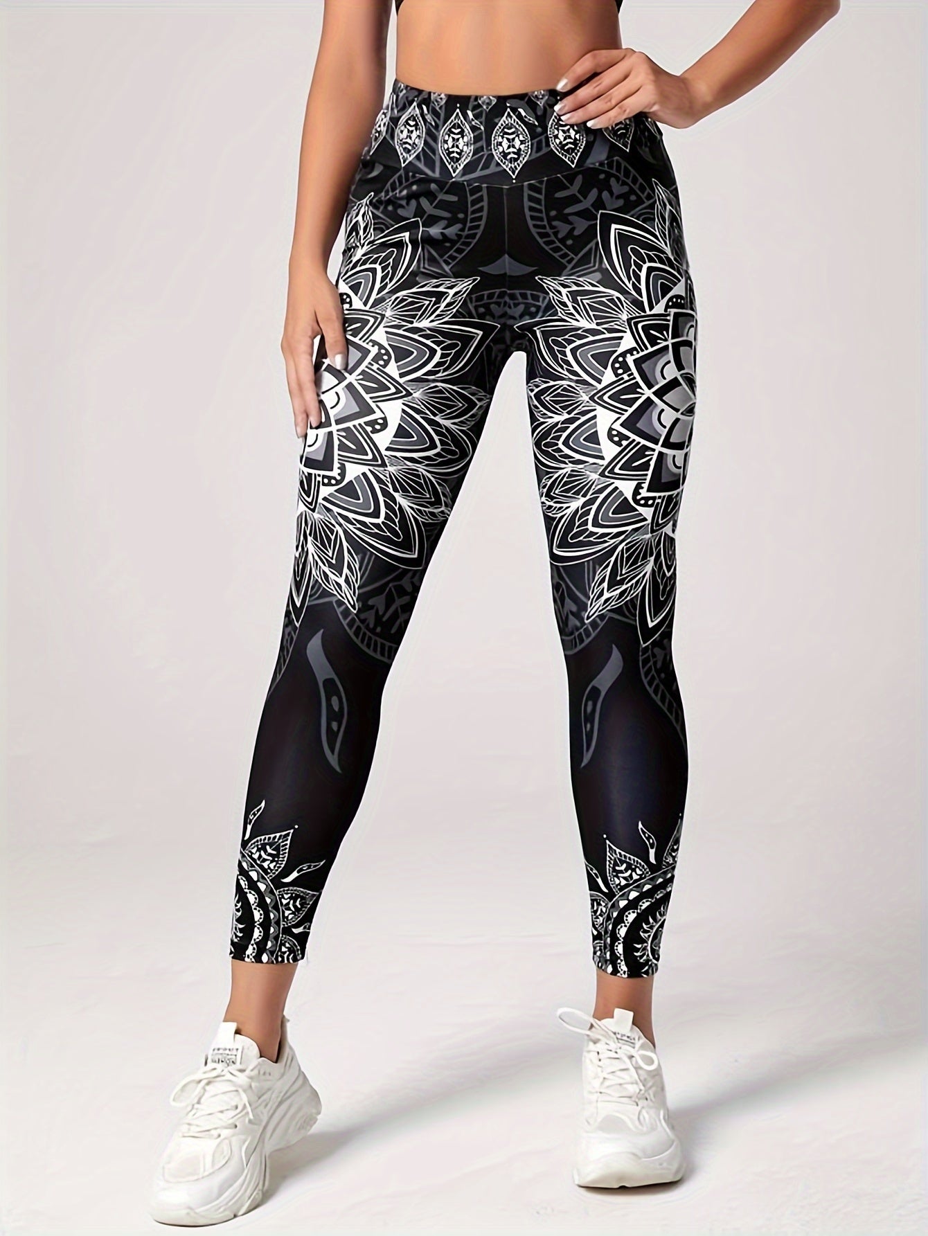 Lotus Flower Yoga Pants High Waist Leggings Women's Activewear