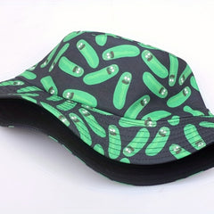 Unisex Cucumber Print Reversible Sunshade Bucket Hat for Travel