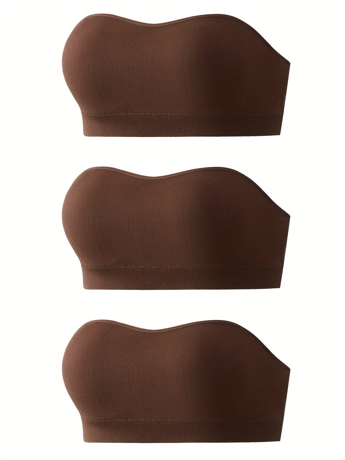3pcs Strapless Bandeau Bras Soft Stretch Everyday Women's Lingerie