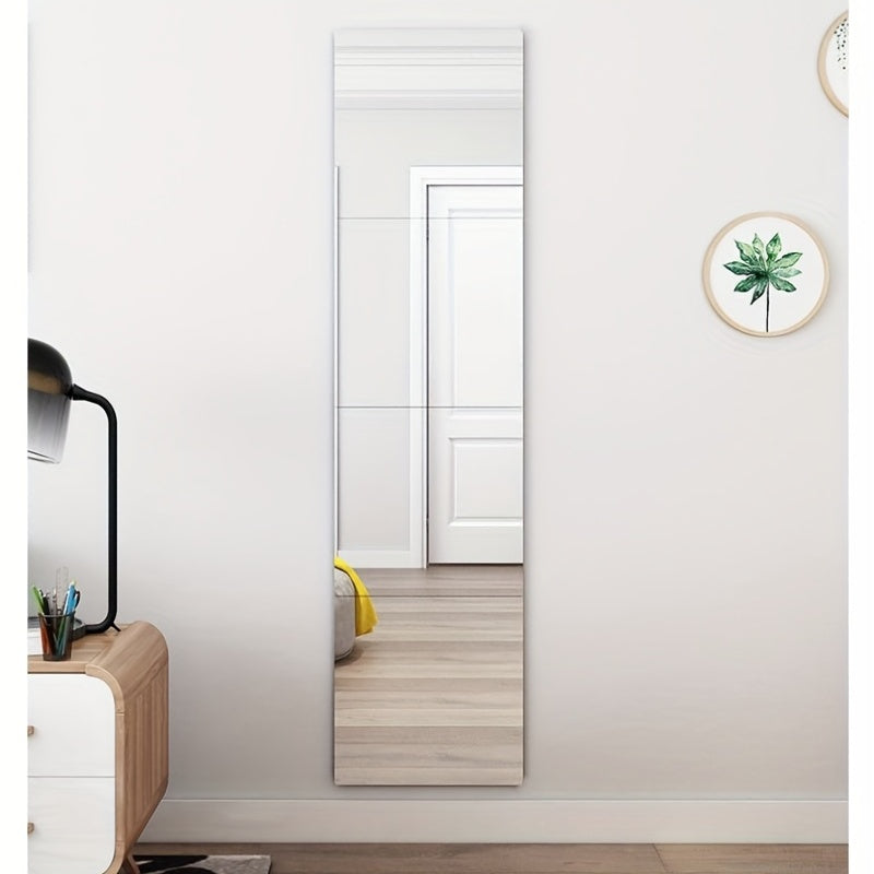 Adhesive Wall Mirror Tiles for Bedroom and Home Gym Full Body Reflection