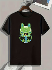 Cartoon Print Men's Graphic T-shirt for Summer