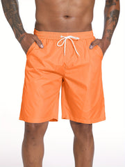 Quick Dry Drawstring Men's Swim Trunks Solid Board Shorts Men's Swimwear