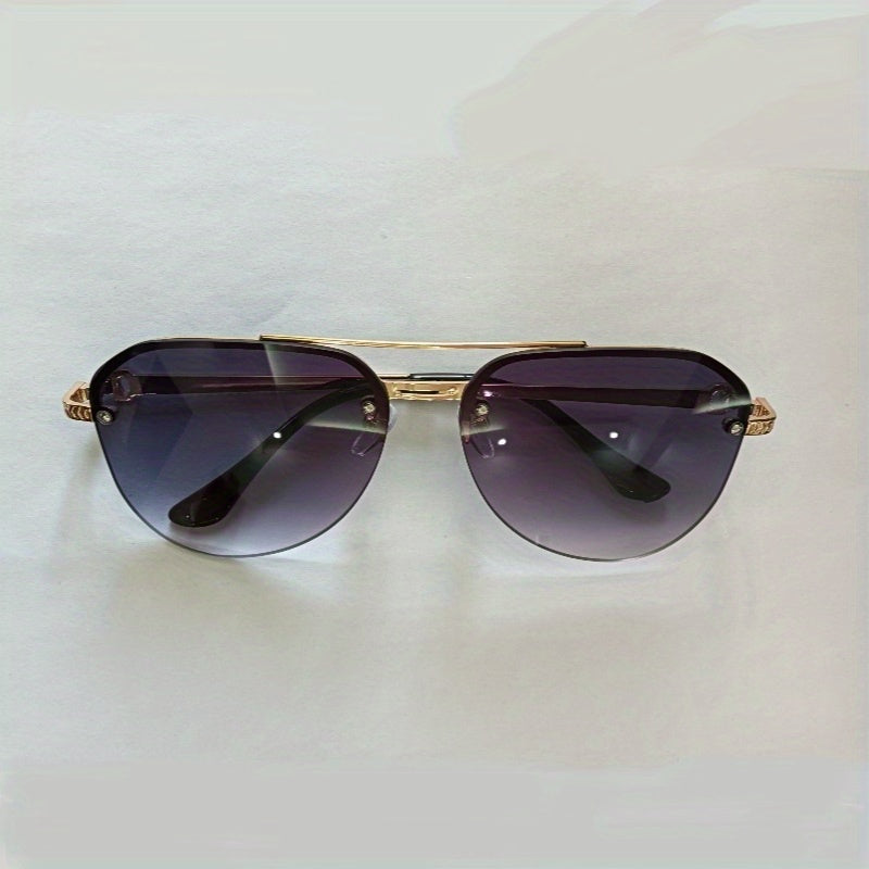 Men's Classic Double Beam Sunglasses Half Rim Sports Glasses