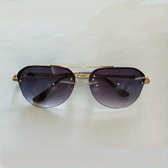 Men's Classic Double Beam Sunglasses Half Rim Sports Glasses