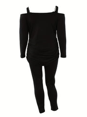 Sexy Cold Shoulder Top & Leggings Set