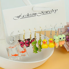 5 Pairs Girls Animal Drop Earrings for Party Birthday Gift