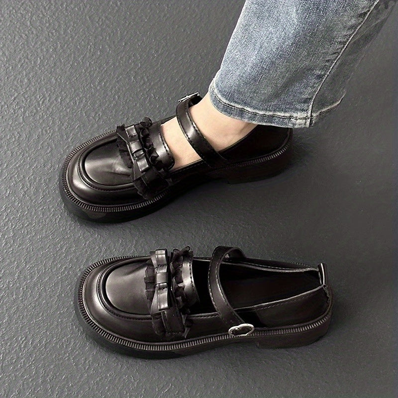 Chunky Heel Lace Loafers Mary Jane Lolita Shoes
