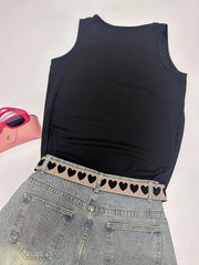 Sexy Solid Cut Out Tank Top Crew Neck Summer Sleeveless