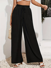 Casual Drawstring Wide Leg Palazzo Pants