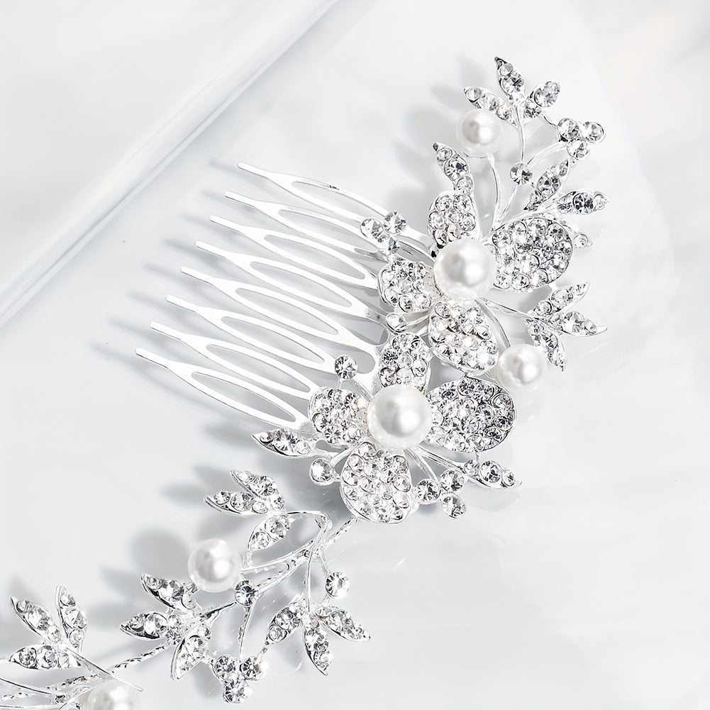 Butterfly & Pearl Hair Comb Bridal Wedding Headwear
