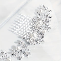 Butterfly & Pearl Hair Comb Bridal Wedding Headwear