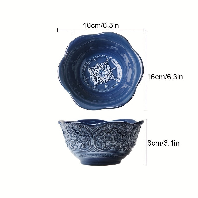 Embossed Dinner Plates Baroque Style Ceramic Tableware Kitchen