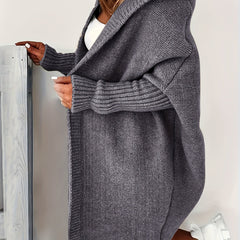 Casual Cardigan Women's Plus Solid Stitching Hooded Open Front