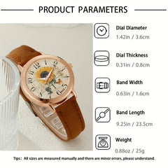 Floral Dial Quartz Watch & Butterfly Charm Bracelet Set