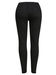 Destroyed Legs Curvy Skinny Jeans High Waist Stretchy Denim Pants