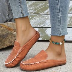 Women's Casual Flat Slip On Slide Sandals with Stitching Detail