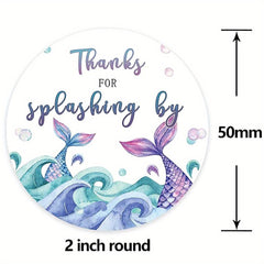 100pcs Mermaid Birthday Party Stickers Undersea Decoration Gift Thank you