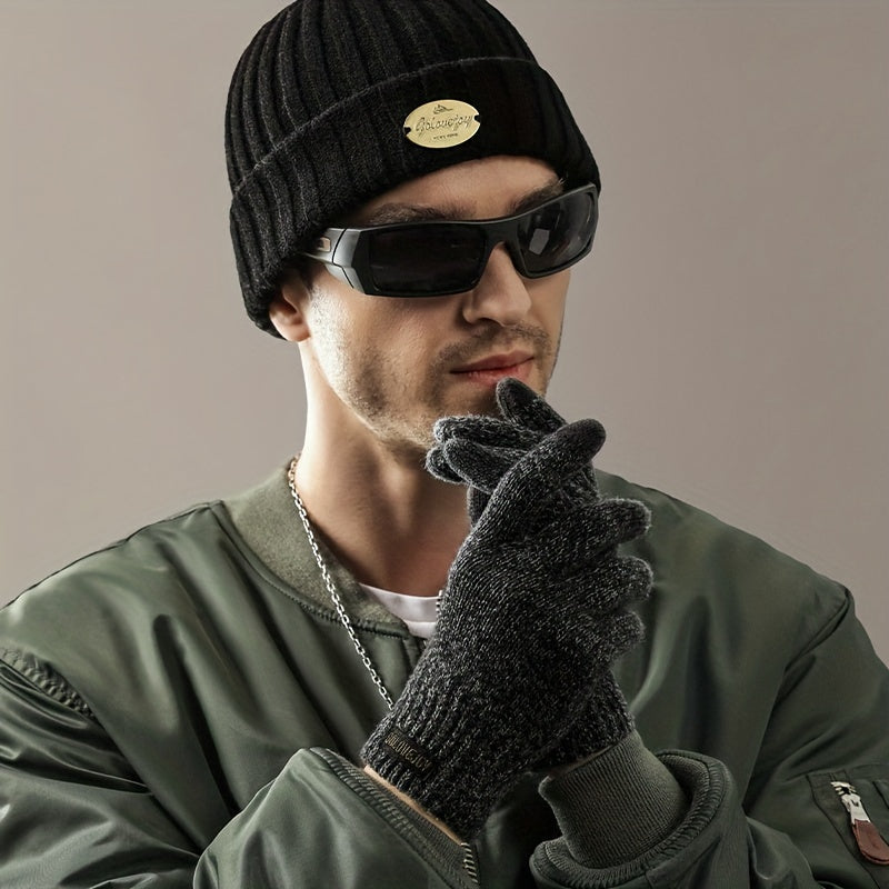 Winter Wool Knitted Gloves Windproof Outdoor Cycling Velvet Thickened Warm