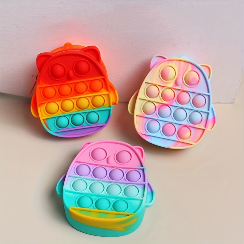 Rainbow Owl Silicone Coin Purse for Girls