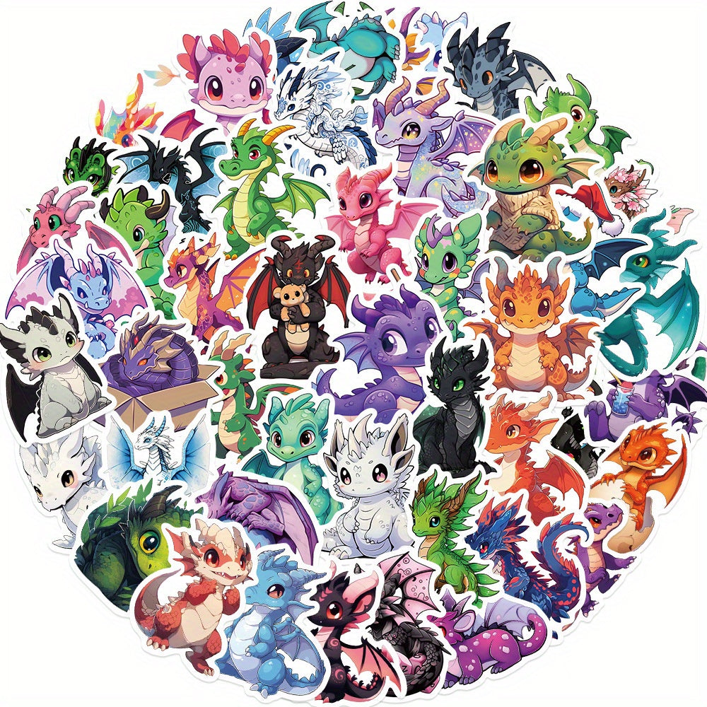 50pcs Cartoon Dragon Stickers for Water Bottles Scrapbooking