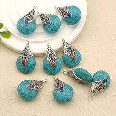 10pcs Vintage Turquoise Necklace Pendants For Jewelry Making