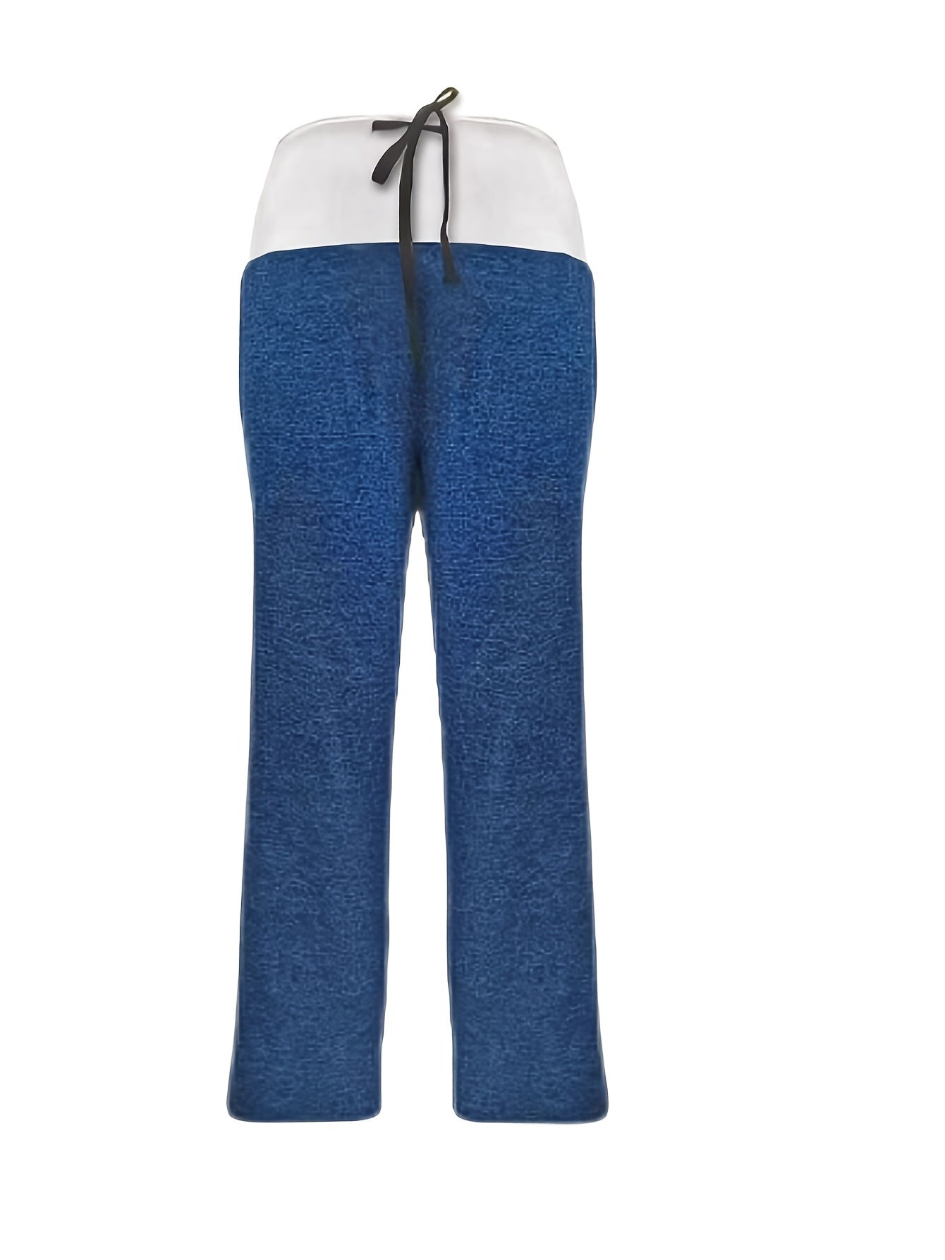 Block Drawstring Pants Long Length Wide Leg Pants Women's Clothing