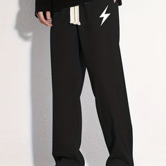 Lightning Pattern Joggers Men's Casual Loose Fit Pants