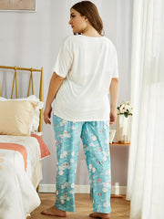 Loungewear Set Women's Plus T shirt & Eggs Print P