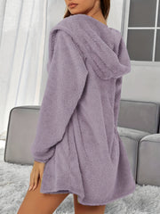 Women's Fuzzy Lounge Set Tank Top Hooded Outwear Shorts