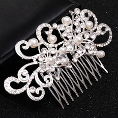 Crystal Faux Pearl Bridal Hair Comb Clip Rhinestone Hairpin Wedding Accessories
