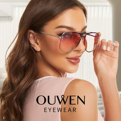 OUWEN Oversized Aviator Sunglasses Womens Gradient Pink UV Protection