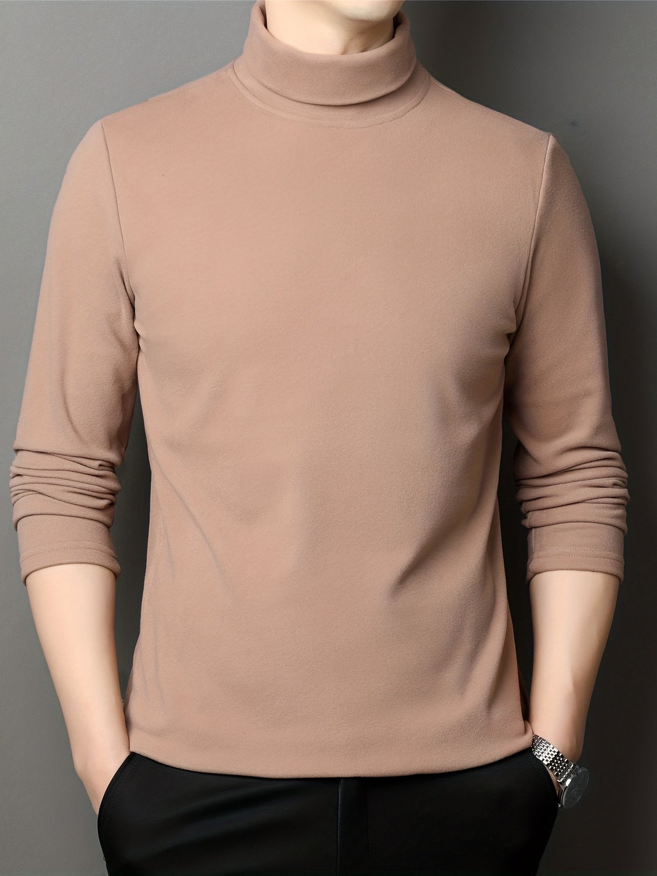 COODRONY Solid Knitted Sweater Men's Warm Turtleneck Pullover For Fall Winter