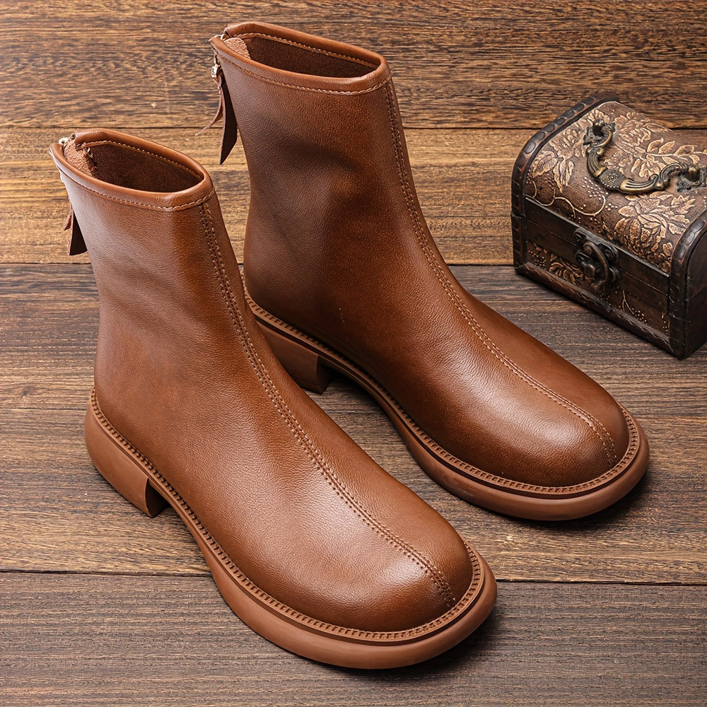 Women's Solid Chelsea Boots Stylish Faux Leather Boots