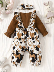 Baby Girls Animal Print Romper with Headband
