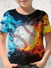 3D Baseball Print Kid's T shirt Causal Short Sleeve Top Unisex Tee